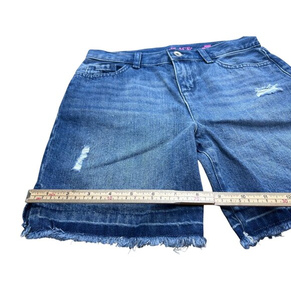 Childrens Place Girls Midi Denim Shorts Size 12 With Distressed Details - Picture 8 of 8